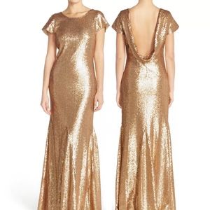 Gold Sequin Maxi Dress with Cowl Back